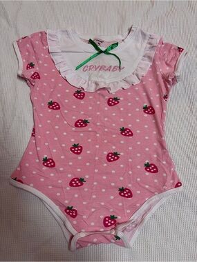 Little for big crybaby strawberry adult onesie